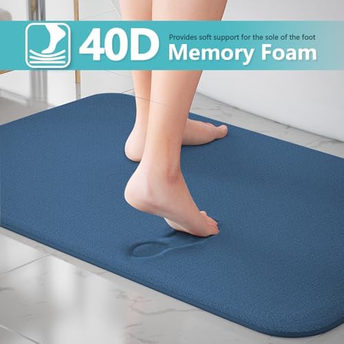 RUN HELIX Bathroom Rugs Sets 3 Piece, Soft Absorbent Memory Foam Bath Mats Set, Dry Fast Bath Mat, Machine Washable Bath Rug Set for Bathroom (Misty Blue)