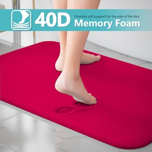 RUN HELIX Bathroom Rugs Sets 3 Piece, Soft Absorbent Memory Foam Bath Mats Set, Dry Fast Bath Mat, Machine Washable Bath Rug Set for Bathroom (Christmas Red) Bathrom Decoration