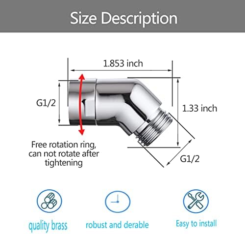 Shower Head Elbow Adapter, Shower Arm Elbow Adapter for Hand Showers and Wall-mounted Showers,Shower Arm Extension (135degree)