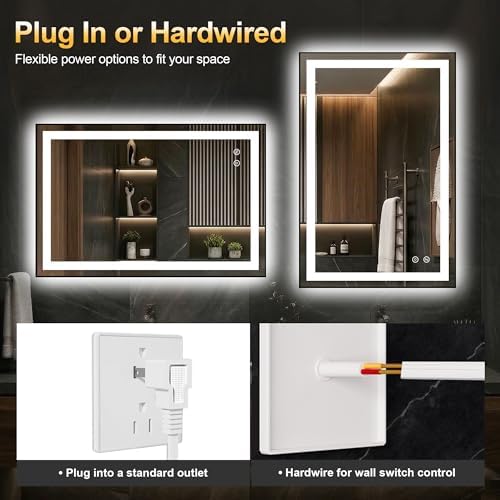 LED Bathroom Mirror with Light, 24x36 Vanity Mirror for Wall with Frame
