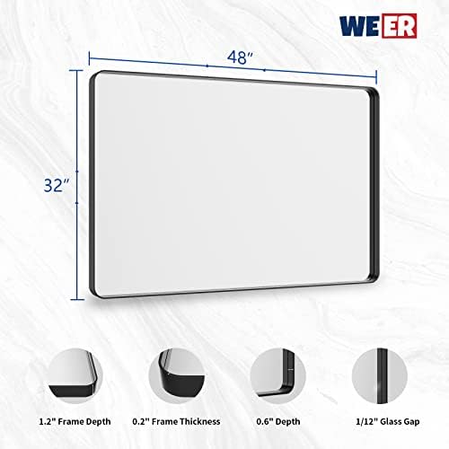WEER Black Bathroom Vanity Mirror 48X32 Inch