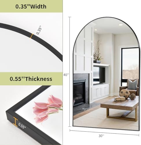 BEAUTYPEAK 30"x40" Arch Bathroom Wall Mirror, Black