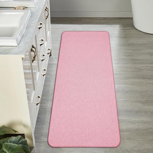 Bosap Bath Mat,Ultra Thin Bathroom Runner Rugs,Large Bath Mats for Bathroom,Quick Dry,Non-Slip,Machine Washable,Low Pile,Bath Rug,Shower Outside,Sink,Home Decor Accessories.Pink,2'x5'(24x60inch)