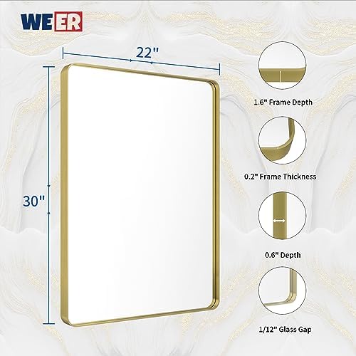 WEER Gold Bathroom Vanity Mirror 22X30 Inch
