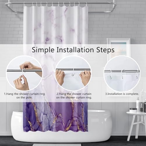 Purple Marble RV Stall Waterproof Shower Curtain 54x72 inches