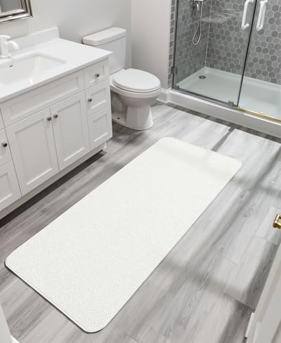 Bosap Bath Mat,Ultra Thin Bathroom Runner Rugs,Large Bath Mats for Bathroom,Quick Dry,Non-Slip,Machine Washable,Low Pile,Bath Rug,Shower Outside,Sink,Home Decor Accessories.Cream,3'x4'(36x48inch)