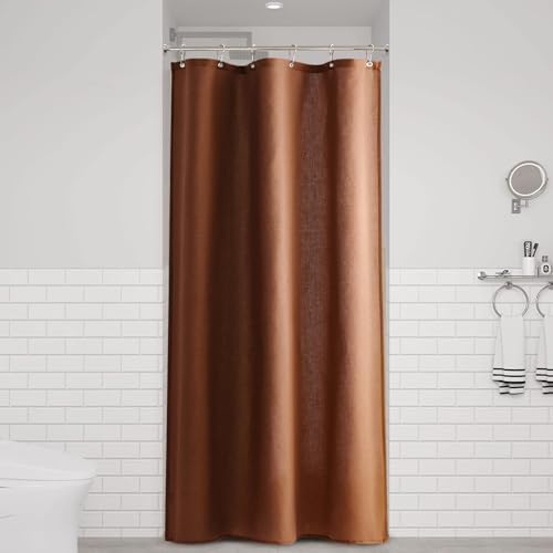 Naturoom Linen Shower Curtain 36x72 Inch for Bathroom Rustic Brown 1 Panel