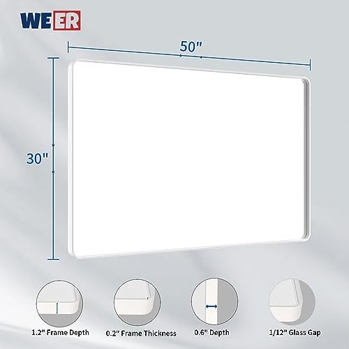 WEER White Bathroom Vanity Mirror 50x30 Inch