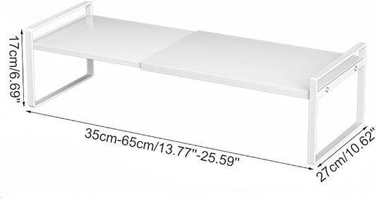 Expandable Cabinet Shelf Organizer Adjustable Storage Rack Stackable Metal Home Organization for Kitchen Pantry Spice Cupboard Under Sink Countertop - White, 1 Pack