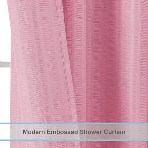 Aiyufeng Moga Bright Pink Fabric Shower Curtains for Bathroom - Hotel Spa Polyester Cloth Bath Curtain with 12 Holes, 72x72, Machine Washable, Bright Pink