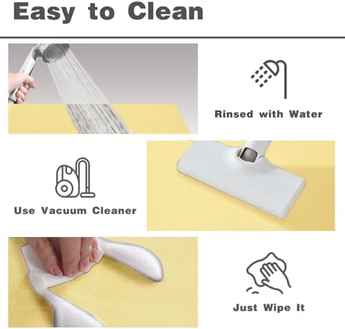 TYUU Thin Bath Mat, Large Bathroom Rugs Non Slip, 36x60 Light Yellow