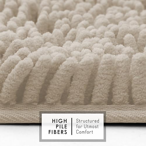 Hearth & Harbor Bathroom Rugs, Chenille Bath Mat - Machine Washable Bath Mats for Bathroom Non-Slip Backing Rubber, Quick Dry Bathroom Mat