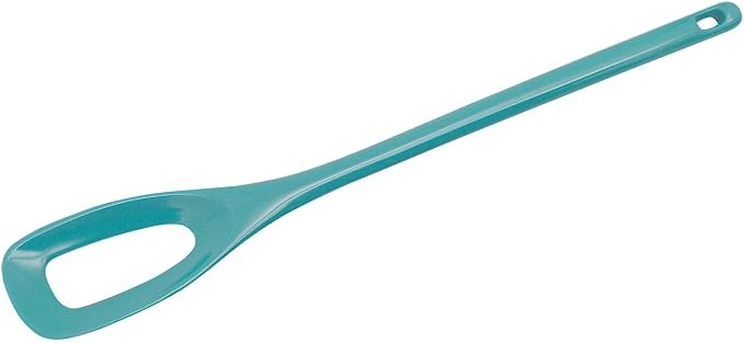 Hutzler 12-inch Melamine Blending / Mixing Spoon with Hole, Turquoise