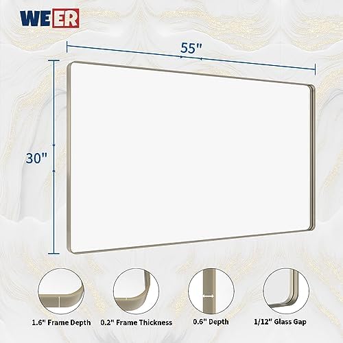 WEER Brushed Nickel Bathroom Vanity Mirror 55X30 Inch