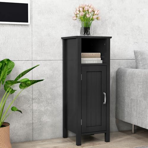Giantex Narrow Bathroom Storage Cabinet with Adjustable Shelf (Black)