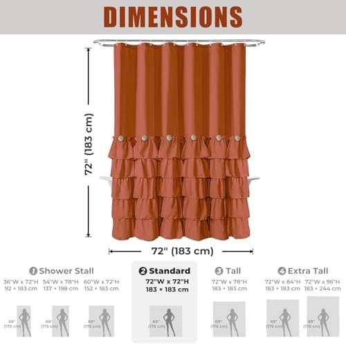 Seasonwood Orange Shower Curtain 72" W x 72" L,Dark Orange