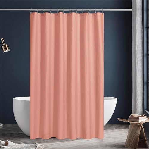 N&Y HOME Fabric Shower Curtain or Liner with Magnets, Coral