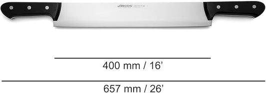 Arcos Cheese Knife 16 Inch Nitrum Stainless Steel and 400 mm blade. 1150 gr. Ergonomic Polyoxymethylene POM Handle. Series Universal. Color Black