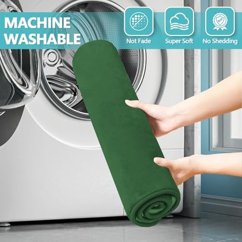 RUN HELIX Bathroom Rugs Sets 3 Piece, Soft Absorbent Memory Foam Bath Mats Set, Dry Fast Bath Mat, Machine Washable Bath Rug Set for Bathroom (Forest Green)