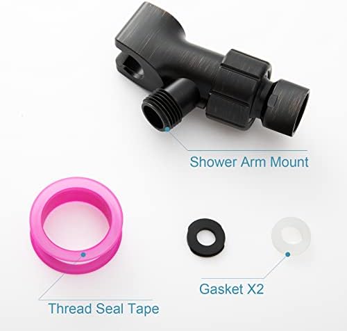 OFFO Shower Head Holder with Solid Metal Ball for Handheld Shower Head, Oil Rubbed Bronze Adjustable Shower Arm Mount for Connecting, 1/2 in IPS Female Inlet and Male Outlet