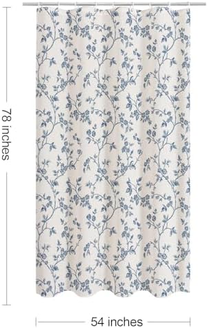 MitoVilla Small Stall Cotton Floral Shower Curtain for Bathroom,54 x 78