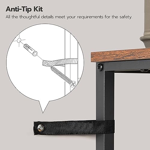 HOOBRO Over The Toilet Storage, 2-Tier freestanding Over the Toilet Storage, Bathroom Organizer Over Toilet with Toilet Paper Holder and Hooks, Space Saver for Room, Rustic Brown and Black BF49TS01