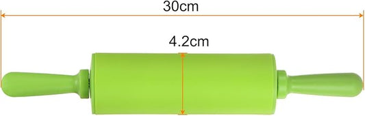 HARFINGTON Silicone Rolling Pins for Baking 12 Inch Non Stick Rolling Pin Small Roller Playdough Rolling Pins for Dough Pizza Pastry Fondant Kitchen, Green