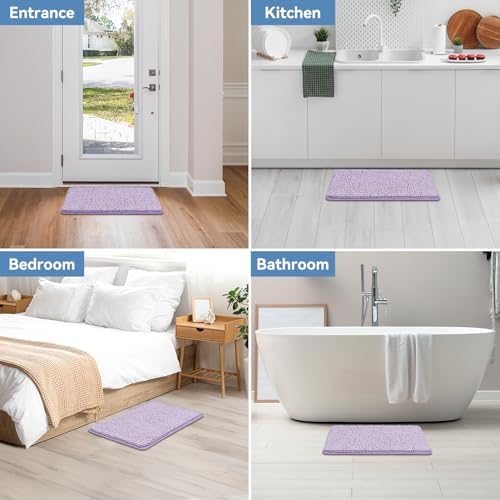 Bcoimo Small Bath Rug Mat,24x17 Extra Soft Chenille Lavender Bathroom Mats