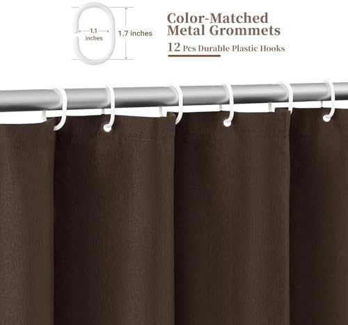 BTTN 72x80 Boho Scalloped Linen Textured Cloth Shower Curtain Set, Brown