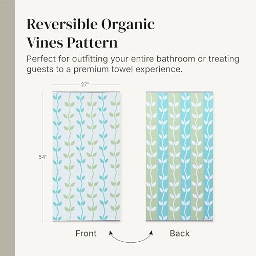Modern Threads 6 Piece Bath Towel Set – Bathroom Set with 2 Bath Towels, 2 Hand Towels, and 2 Wash Cloths – 100% Cotton, Super Absorbent & Extra Soft – Reversible Natural Vine (Sage Green)