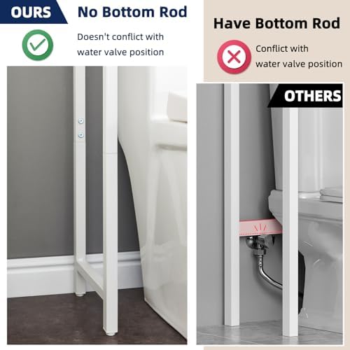 MOHOPE 2-Tier Over The Toilet Storage with 2 Fabric Drawers, Freestanding Above The Toilet Storage Cabinet, Space Saver Metal Over Toilet Bathroom Organizer Shelf for Small Space, Natural and White