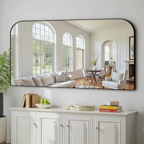 Delma 30"x55" Black Metal Framed Bathroom Mirror for Over Sink