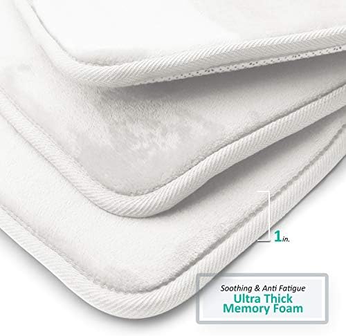 Clara Clark 2 Piece Bathroom Rugs Bath Mat Set, Velvet Memory Foam Bath Mats for Bathroom - Non-Slip, PVC Backing Bath Rugs, Washable - Dries Quickly, White