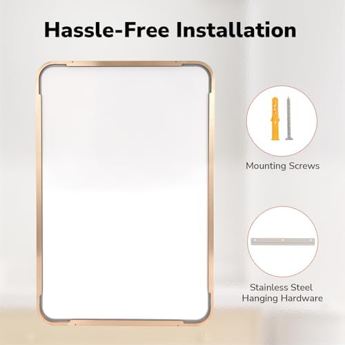 USHOWER Gold Bathroom Mirror 22"x30", Rectangle Mirror for Bathroom Sink
