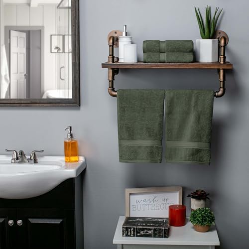 Superior Egyptian Cotton Plush Absorbent, Hand Towel Set of 4, Forest Green