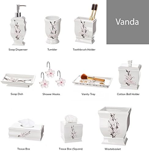 Vanda Cherry Blossom 4 Piece Resin Bathroom Accessories Set