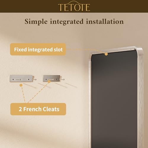 TETOTE 55 x 36 Inch Brushed Nickel Mirror Metal Framed Bathroom Mirror, Tempered Glass, Modern Farmhouse Wall Mounted Mirror for Decorative(Horizontal/Vertical)