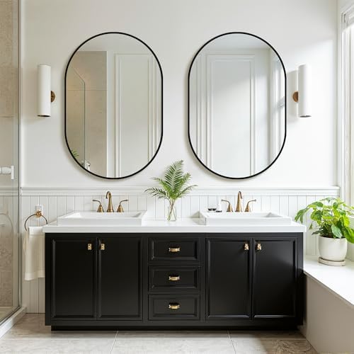 Oval Bathroom Mirror for Over Sink, 2 Pack 24"x36" Vanity Mirror, Black