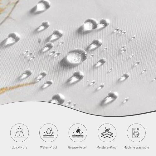 Abstract Marble Shower Curtain Modern Charcoal Luxury Gold Ink Texture Gray Ombre Watercolor Bathroom Curtain Set with Hooks Soft and Lightweight Waterproof Fabric Machine Washable 48" Wx72 L