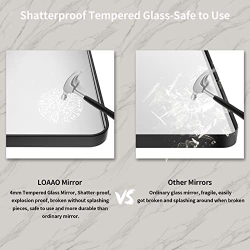 LOAAO 60X28 Inch Black Bathroom Mirror Metal Framed