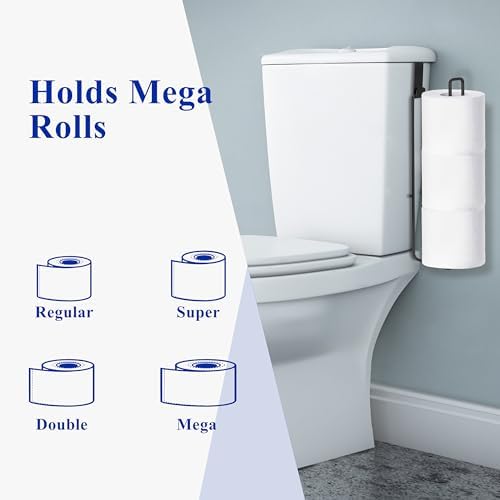 Over The Tank Toilet Paper Storage for 3 Roll Tissue, Toilet Paper Holder Stainless Steel Wall Mount with Storage and Reserve, Black Holder for Bathroom and RV Organization, 1 Pack