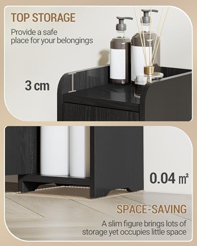 Hzuaneri Bathroom Storage Cabinet, Small Corner Floor Cabinet with 2 Doors