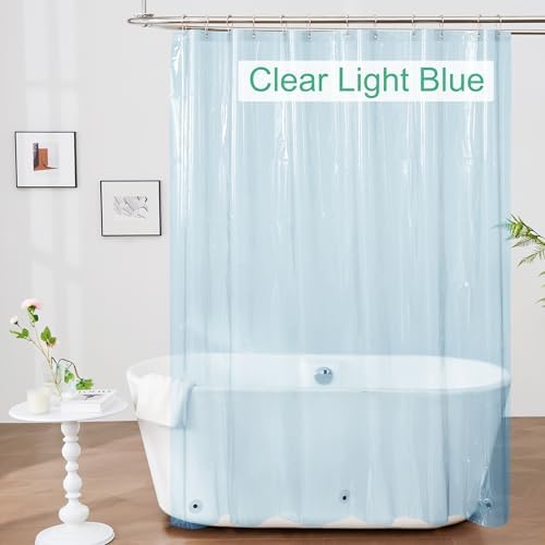 Mrs Awesome Clear Blue Shower Curtain Liner with 3 Magnets, 72x72