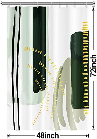 Mid Century Green Stall Shower Curtain with Hooks 48x72 Inch