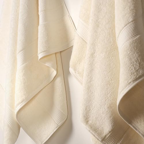 SUPERIOR Egyptian Cotton Plush & Absorbent, Bath Towel Set of 2, Cream