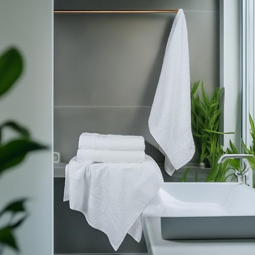 Commercial Bulk Pack of 12 Large Bath Towels – 100% Cotton Terry 24" x 50" – Ideal for Hotels, Salons, Gyms, Spas & Institutional Use – White