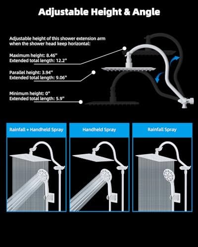 Hibbent All Metal High Pressure Rainfall 10'' Shower Head with Handheld