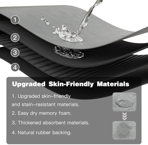 TYUU Thin Bath Mat Runner, Long Bathroom Rugs Non Slip 24x60 Light Grey