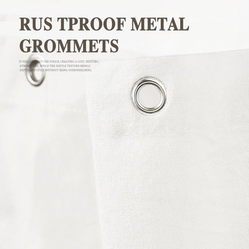 Farmhouse Shower Curtain Ruffle Linen White 72" W x 96" L
