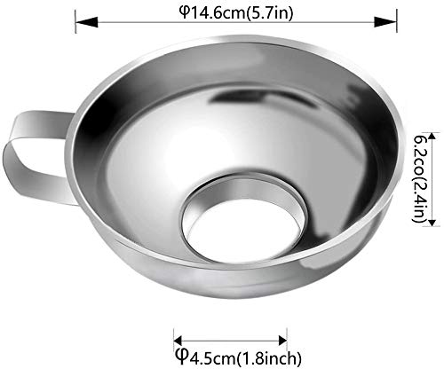 Stainless Steel Funnel for Mason Jar with Handle for Regular and Wide Mouth Jars (Neck-4.5cm)